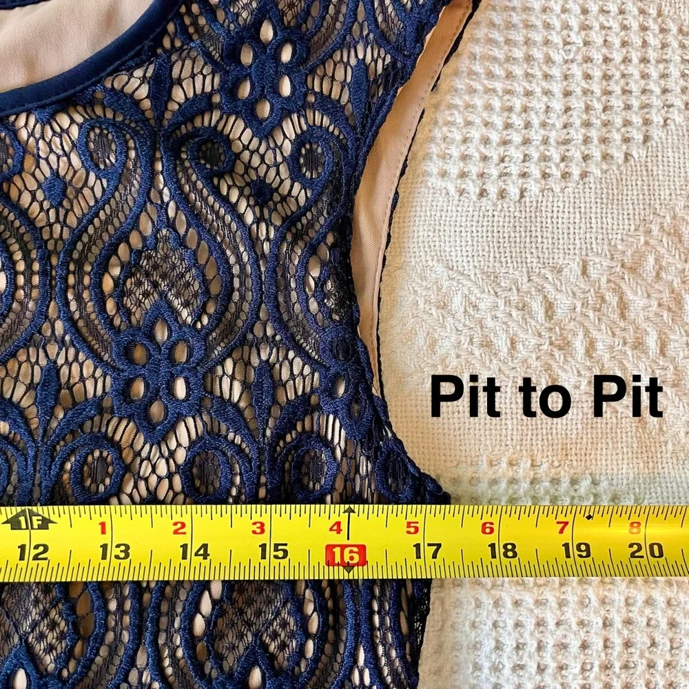 connected apparel Black Lace Mini Dress with Cream Sheath Underlayer - Picture 6 of 8